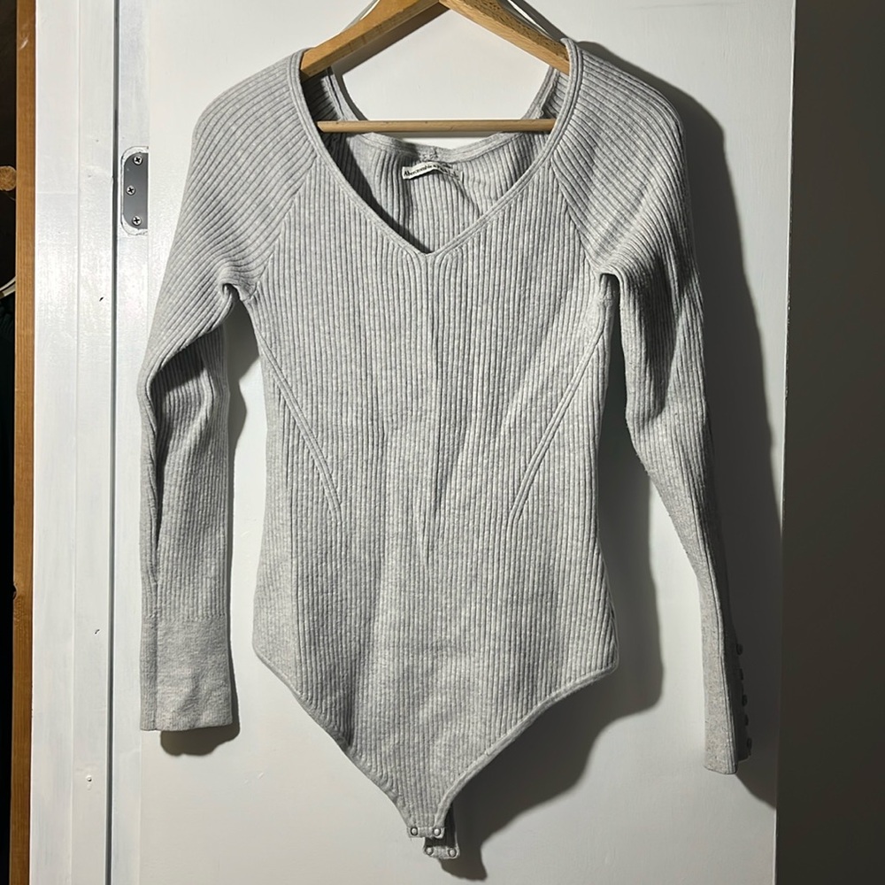 Grey knitted Abercrombie Bodysuit Large